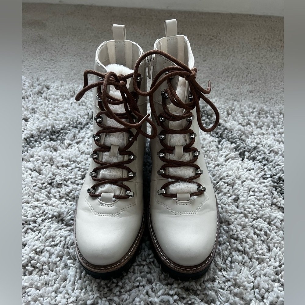 Target Women's Lace Up Boots in White and Brown